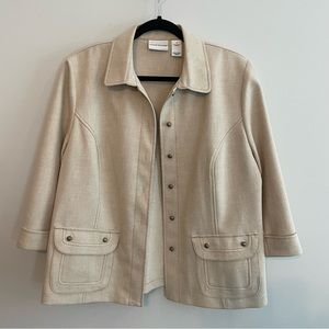 ALFRED DUNNER Cropped Sleeve Shacket - Oatmeal, Size 12